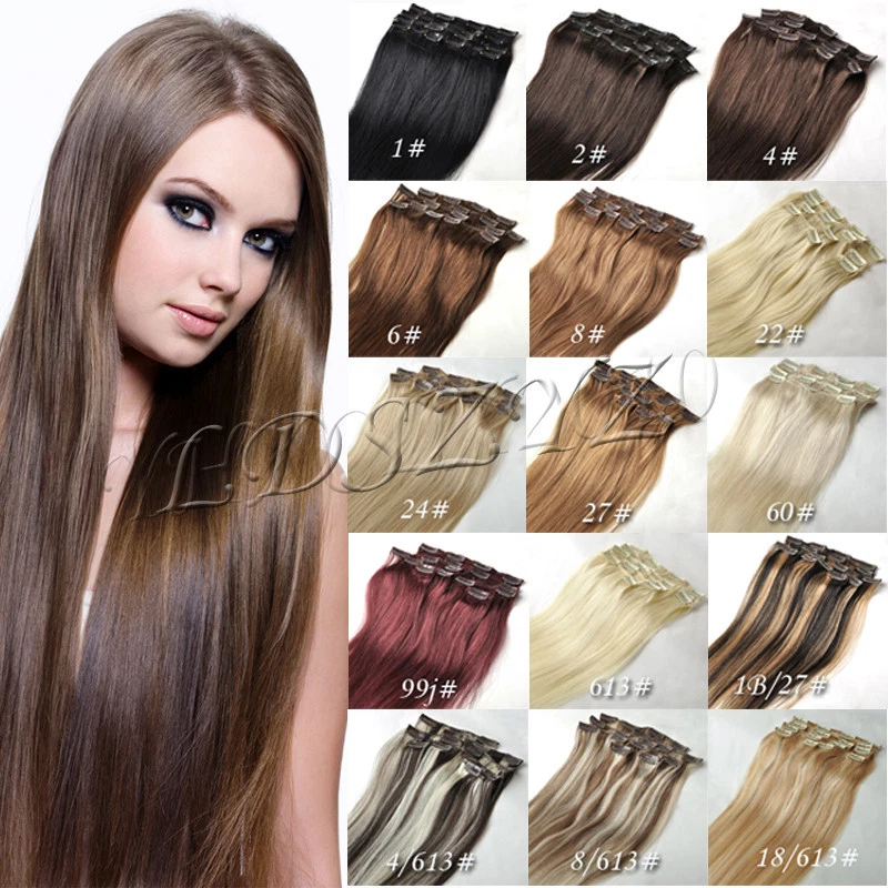 100g 120g 140g 200g full head clip in hair extension 14 -30 Remy real  hair