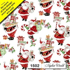 (1502) TWO Paper LUNCHEON Decoupage Art Craft Napkins - SANTA  CHRISTMAS GIFTS