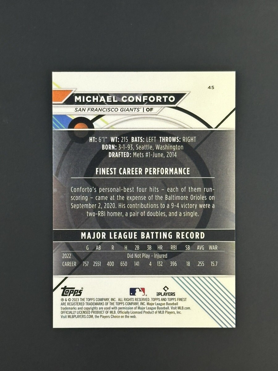 2023 Finest Michael Conforto Rose Gold Refractor /75 #45 San Francisco  Giants