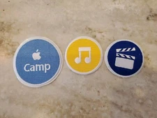 Vintage Apple Computers Camp Logo Patches Blue Yellow APPLE CAMP Lot of 3 New!