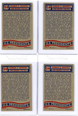 1956 Topps U.S. Presidents #34 FRANKLIN ROOSEVELT (10) Card Lot | eBay