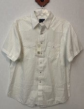 Wrangler Mens XL White Striped Snap-Button Collared Western Shirt NWT A3349