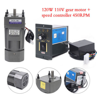 Gear Reducer Motor+Variable Speed Controller 1:3(3K) 450RPM Adjustable 110V 120W