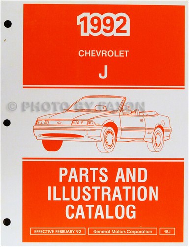 1992 Chevy Cavalier Parts Book Illustrated Chevrolet Master Part Catalog OEM