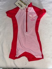 GIRLS LOVELY QUALITY SWIMWEAR ONE PIECE SUN PROTECTION AGE 3-6 MTHS BY PLAYSHOES
