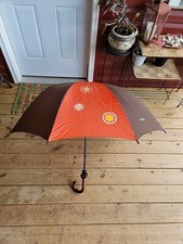 Rare Vintage Aramis Rain Umbrella Compass Theme 40in Large Brown Orange