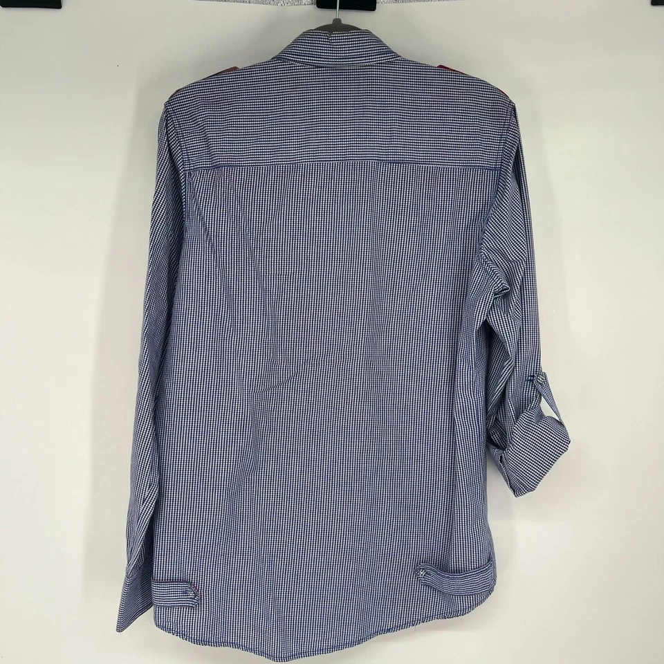 Camisa con botones David & Goliat para hombre M azul blanco bolsillo a cuadros inspirada en la colección Foto 2 de 4