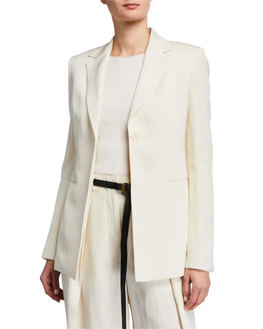 FILA $3.250 THE ROW BLAZER KIRO GIACCA SETA LINO Tg 6 AVORIO SARTORIALE FIT NOTCH REPEL