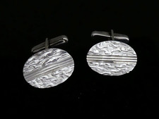 VINTAGE Signed Hermann Murle West Germany 925 Silver Modernist Oval CUFFLINKS