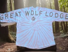 Great Wolf Lodge Park & Resort Spirit Jersey Shirt XL Pink Tie Dye Gold Glitter