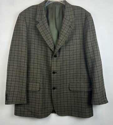 J Crew Oarsman Mens Blazer 44R Wool Sportcoat Green Plaid Preppy Classic