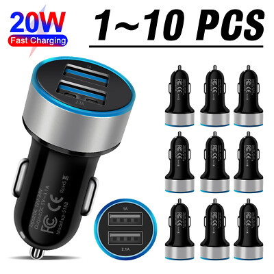 1-10 Pcs Lot Dual USB Ports Car Charger Adapter For Apple iPhone 16e 15 Pro Max