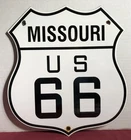 VINTAGE STATE OF MISSOURI U.S. US ROUTE 66 PORCELAIN 13” ROAD HIGHWAY SIGN