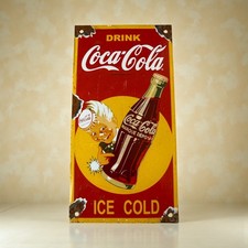 Insegna smaltata vintage vecchia pubblicità Coca Cola insegna smaltata Enamel Plaque Sign