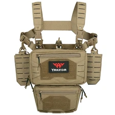 YAKEDA Tactical Chest Mini Rig Vest with Magazine Pouch Adjustable Detachable 