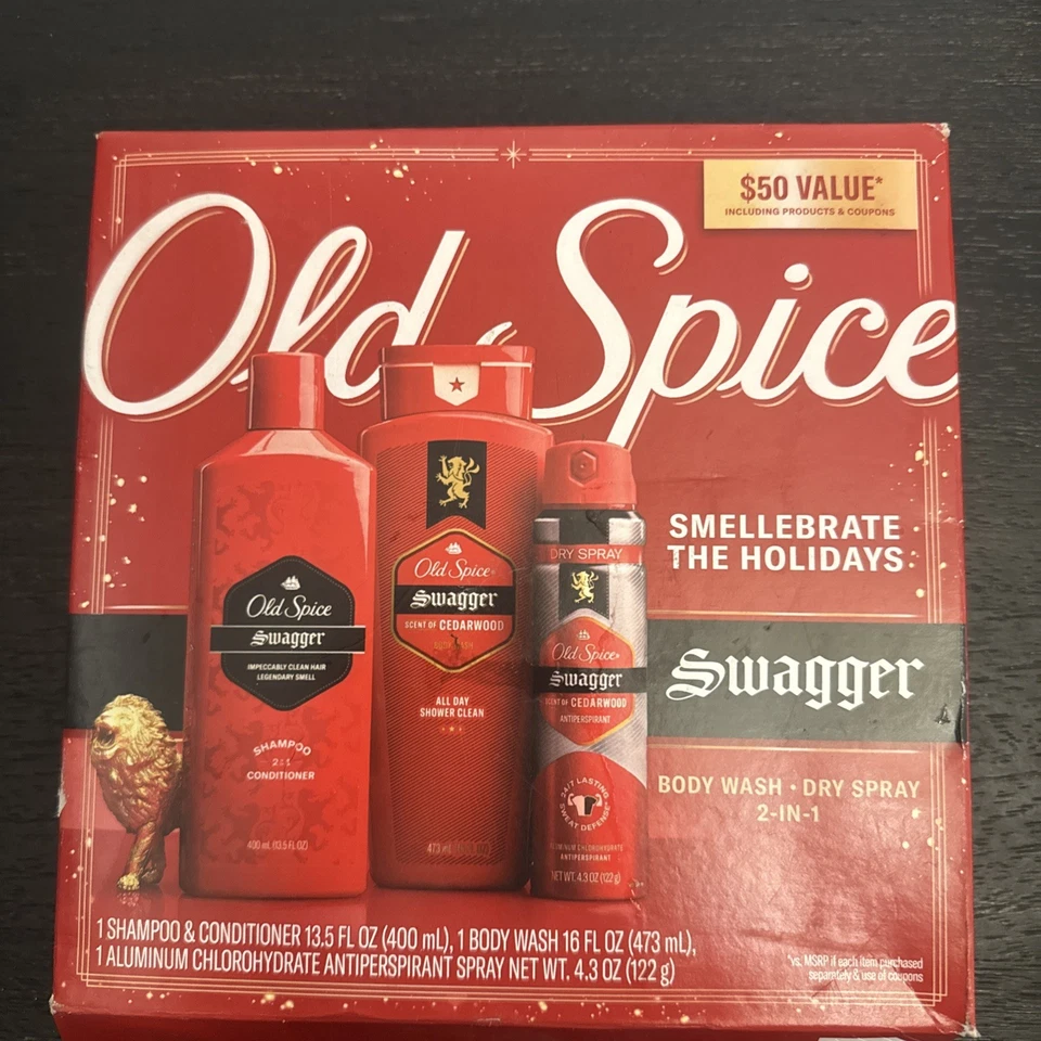 Old Spice Swagger 3 piezas cuidado vacaciones regalo set champú lavado corporal spray seco 2 en 1 Foto 2 de 3