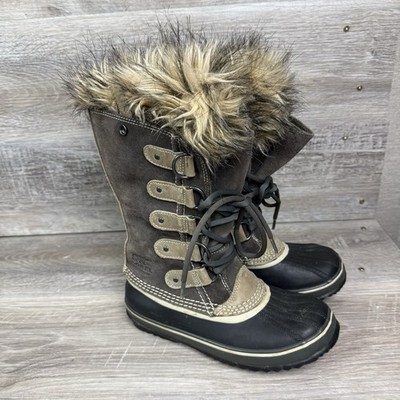 Sorel Joan Of Arctic Tall Womens Sz 6 Brown Waterproof Fur Snow Boot NL1540-051