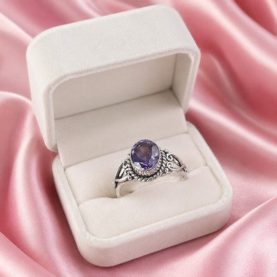 Iolite Gemstone 925 Sterling Silver Handcrafted Designer Woman's Engagement Ring