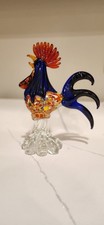 Stunning Vintage Vibrant Color of Murano Hand Blown Art Glass Rooster Figurine