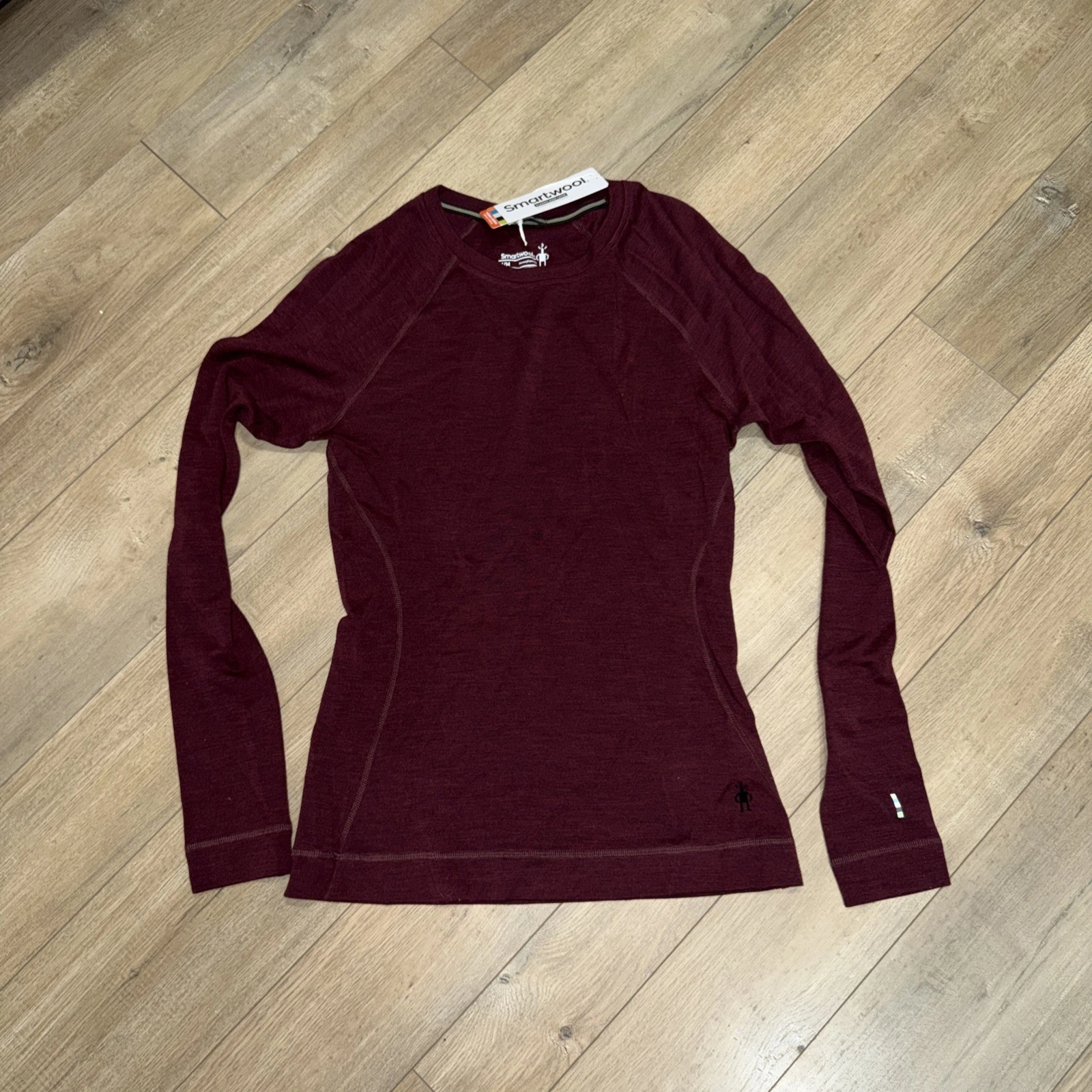 $115 Smartwool Women's Classic Base Layer Crew-Black Cherry Heather-Medium-New