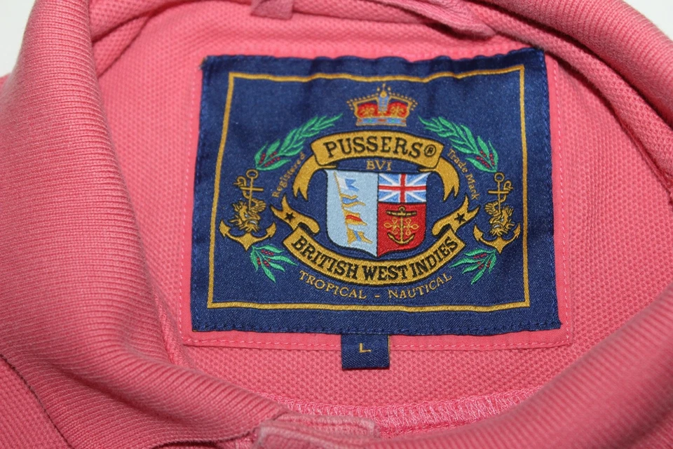 Camisa Polo Pussers Indias Occidentales Británicas Para Hombre Grande Rosa Anegada Triángulo Islas Vírgenes Británicas Foto 2 de 4