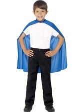 Blue Childrens Cape Superhero Fancy Dress Kids Accessory One Size