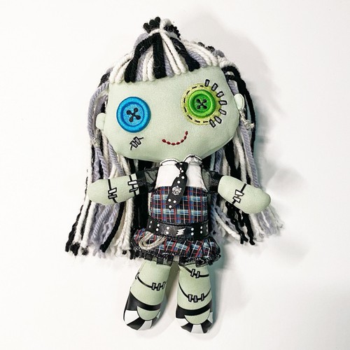 Monster High Frankie Stein Plush Rag Doll - Yarn Hair, Button Eyes - 9-Inch