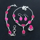 Red Kashmir Rubi 925 Sterling Silver Oval Gemstone Handmade Jewelry Set AAB 870