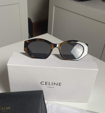 Celine Triomphe CL40238U Geometric Tortoise Sunglasses Brown Lenses Women's