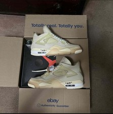 Jordan 4 Retro Off-White Sail taglia 11,5 W/10 M USATO ORIGINALE TUTTO CV9388-100