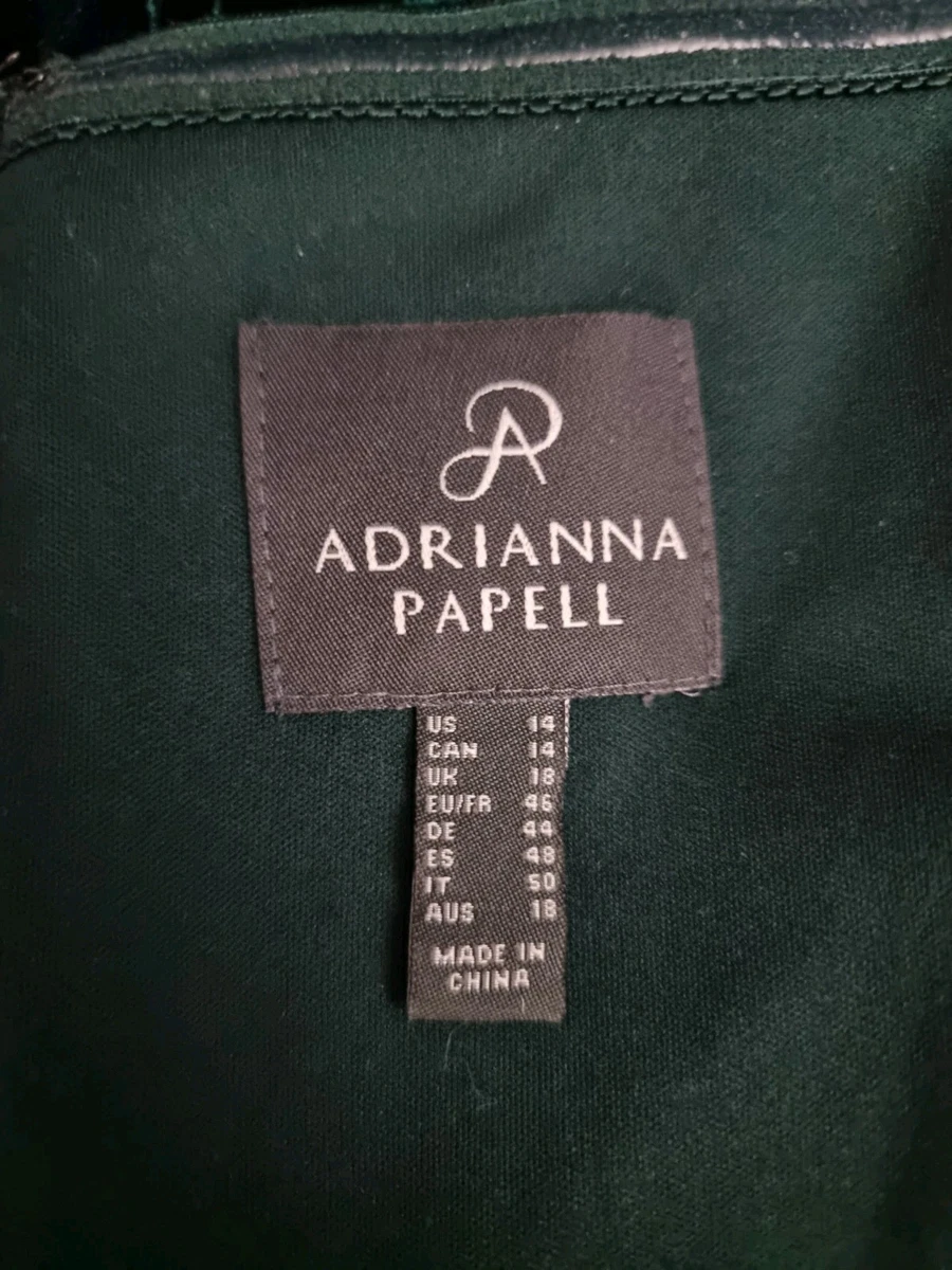 PRECIOSO VESTIDO DE NOCHE DE TERCIOPELO VERDE BOSQUE ADRIANNA PAPELL TALLA 18