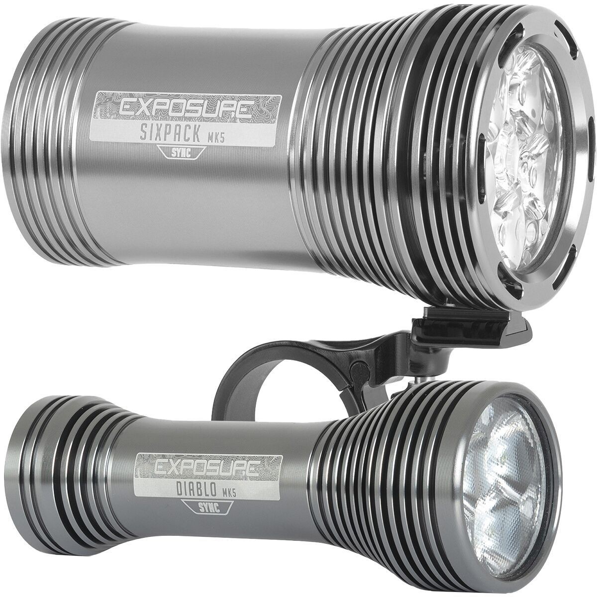 Пара фар Exposure Six Pack SYNC Mk5 и Diablo SYNC Mk5 серого цвета, одного размера