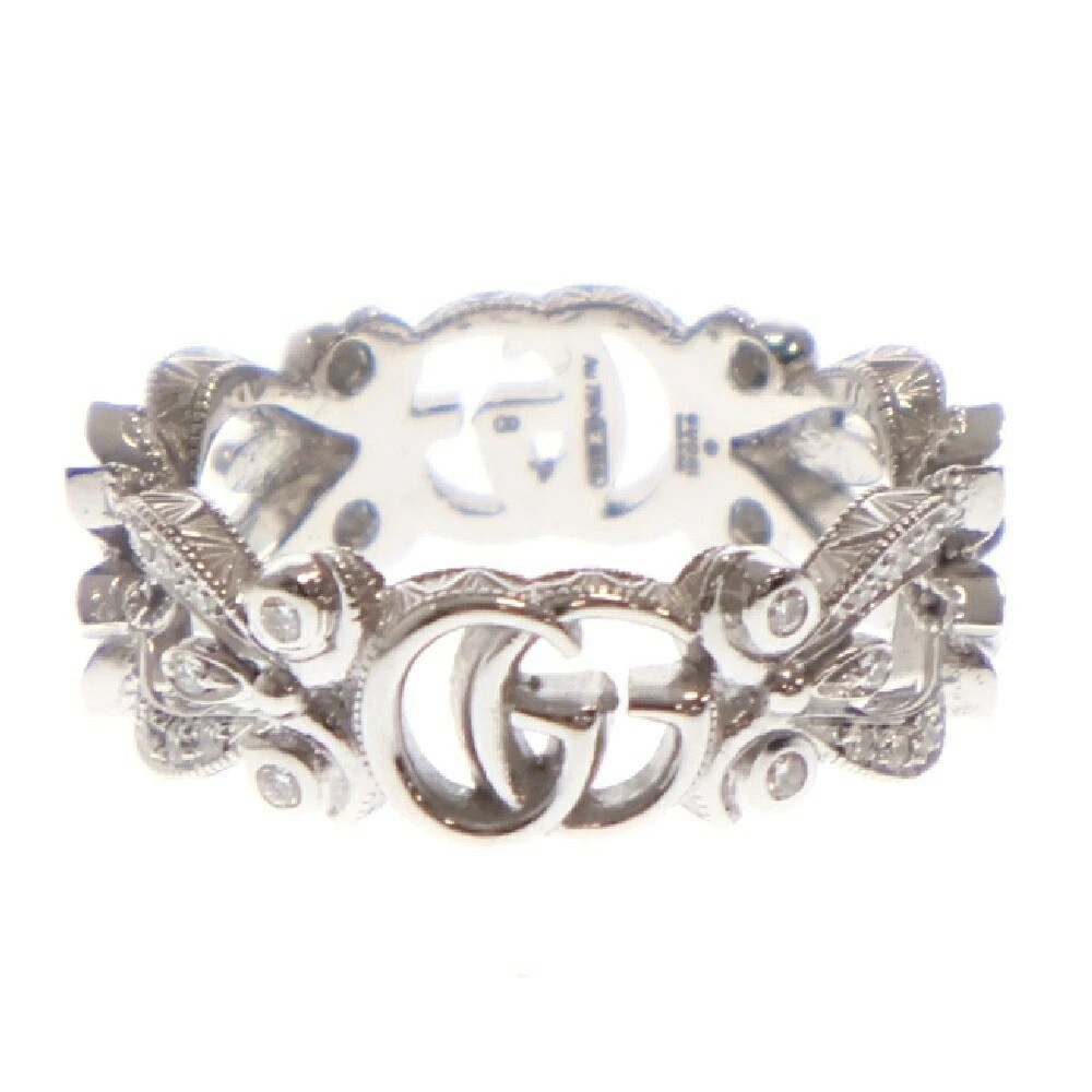 Gucci taille 8 20Aw 750 K18Wg collection bijoux fins logo flore Gg diamant GjC84