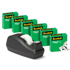 Scotch Magic Tape with Desktop Dispenser: 3/4 in. x 1000 in. 6-pack with C-40