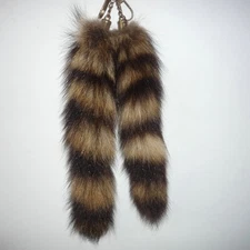 Animal Tail Fur Pom Pom Keychain Charm, Faux Raccoon Fur Fluffy Keyring