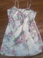 Intimate Affair M California Satin Vintage Chemise Slip Floral Cream