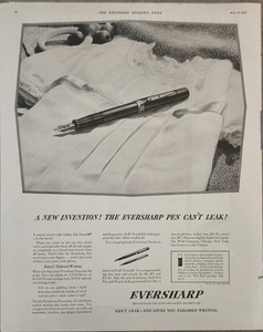 1936 Eversharp Fountain Pen Vintage Ad New Invention