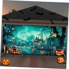 Halloween Garage Door Cover 7x16ft Scary Cemetery Halloween Garage Door