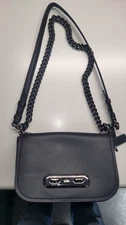 Coach Small Swagger Black Leather w/ Gunmetal Shoulder/Crossbody Bag w/Turn Lock
