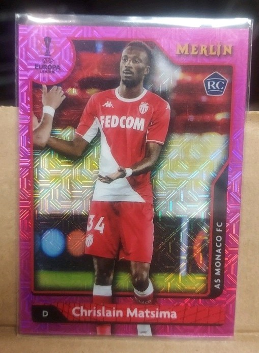 2021-22 Merlin UEFA Champions League Pink Mojo #134 Chrislain Matsima RC 160/275