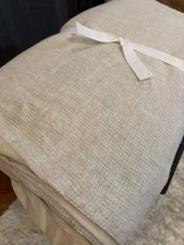 Pottery Barn Belgian Flax Linen Waffle Weave Duvet Cover King Cal King, Flax