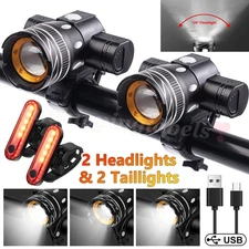 2 Sets Super Bright LED Bicycle Headlight Bike Front Rear Lamp Cycling Taillight