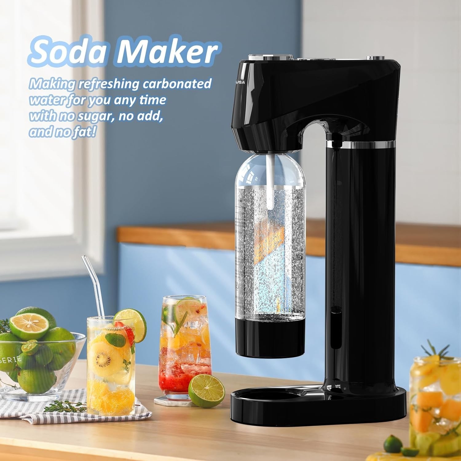 Compact Manual Carbonated Drink Maker: Healthy Home Soda Fountain with 1L Bottle