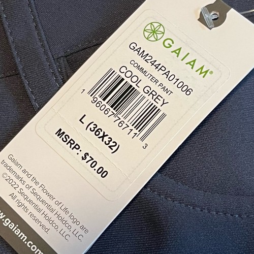Gaiam Mens Commuter Pants Cool Grey 36x32 Microfiber MSRP $70 NWT - Picture 3 of 8