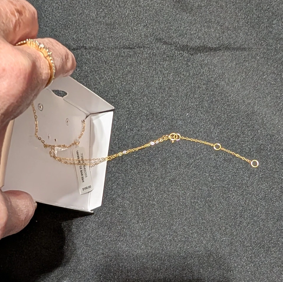 Collar Bernini gigante de una sola barra para mujer con circonita cúbica de oro de 18 quilates sobre esterlina de 16"-18" Foto 4 de 4