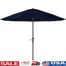 10ft Patio Umbrella Hand Crank Steel Ribs Garden Shade UV Resistant Freestanding