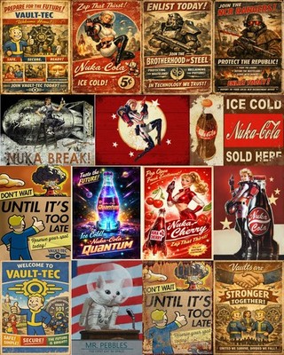 Fallout, Vault-Tec, Nuka Cola, TV Gaming Metall Poster, Bilder, Plaketten