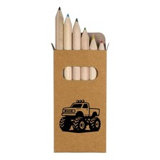 6 x 'Monster Truck' Short 85mm Pencils / Coloured Pencil Set PE00083084