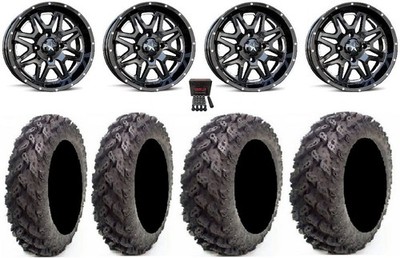 MSA Black Vibe 14'' UTV Wheels 26'' Reptile Tires Can-Am Commander Maverick