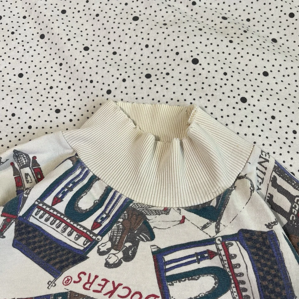 Vintage 1990's Dockers Levi's AOP Crewneck Sweatshirt Size S Boats City Coastal - Image 3 of 4